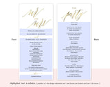 Gold Wedding Program Printable Template, Printable Program, Program Template, Wedding Printable Template, PDF Instant Download #P001 (PDF)