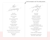 Silver Folded Wedding Program Template, Folded Wedding Program Printable Template, Program Template, PDF Instant Download #P011 (PDF)