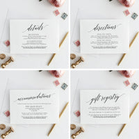 Online Wedding Card Templates, Accommodations, Details, Directions, Gift Registry, Reception, Online Template, PDF JPEG PNG #EC001
