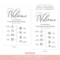 Online Wedding Timeline Sign, Order of Events Sign, Welcome Wedding Printable, Wedding Itinerary, Online Template, PDF JPEG PNG #WC002
