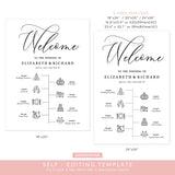Online Wedding Timeline Sign, Order of Events Sign, Welcome Wedding Printable, Wedding Itinerary, Online Template, PDF JPEG PNG #WC002