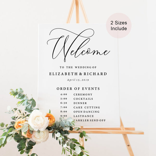 Online Wedding Timeline Sign, Order of Events Sign, Welcome Wedding Printable, Wedding Itinerary Template, Timeline PDF JPG PNG #WC001