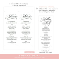 Online Classic Elegant Wedding Program Printable Template, Printable Program, Wedding Printable, Wedding Template, PDF JPEG PNG #P015