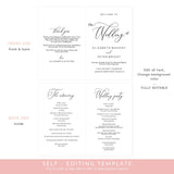 Online Folded Wedding Program Template, Folded Wedding Program Printable, Program Template, Online Template, PDF JPEG PNG #P003