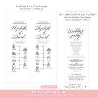 Online Wedding Timeline Program Printable Template, Printable Program, Wedding Printable, Wedding Online Template, PDF JPG PNG #P018