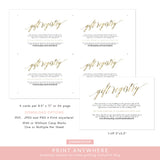 Online Gold Wedding Card Templates, Accommodations, Details, Directions, Gift Registry, Reception, Online Template, PDF JPEG PNG #EC010