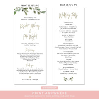 Olive Wedding Program Printable Template, Printable Program, Wedding Printable, Wedding Template, Online Template, PDF JPEG PNG #P021