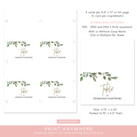 Online Olive Place Card Template, Wedding Place Card Printable, Place Card Template, Wedding Printable Template, PDF JPEG PNG #PC015