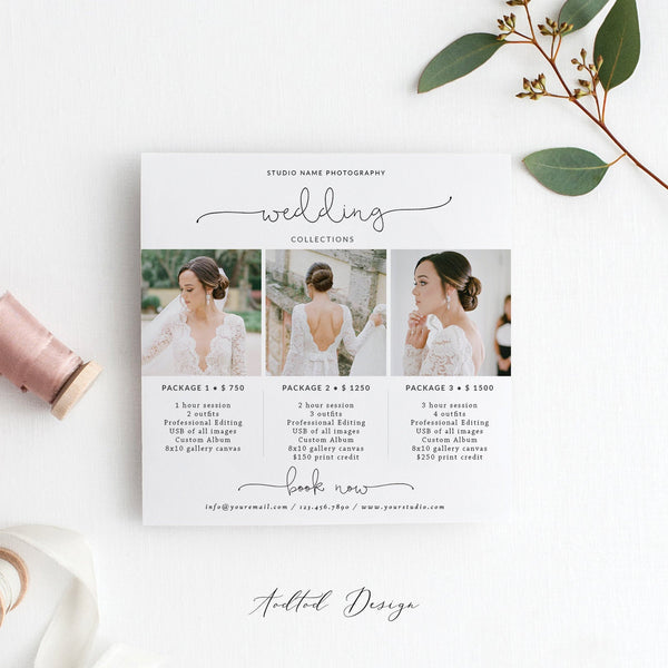 Wedding Photography Pricing Template, Price Guide List for Photographers, Photography, Price Guide Template, PSD, Instant Download #PG4-PSD